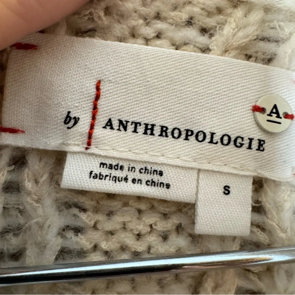 Anthropologie Rashida Cardigan Cream Knit Sweater‎ chunky Open